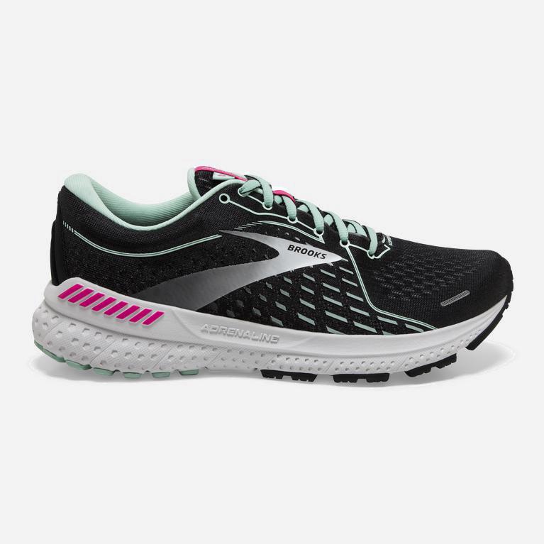 Brooks Adrenaline Gts 21 Womens Road Running Shoes Ireland Black/Pink/Yucca/PaleTurquoise (HTSE-9813